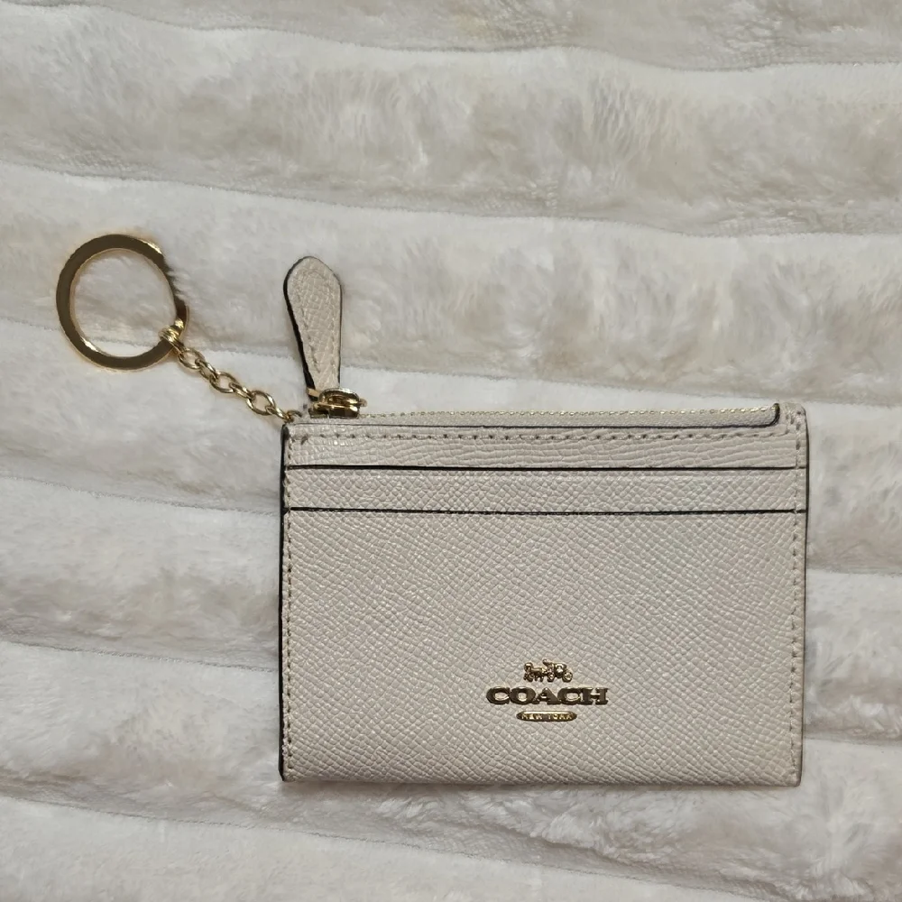 Coach Beige Card Holder with Gold Chain - Picture 1 of 9